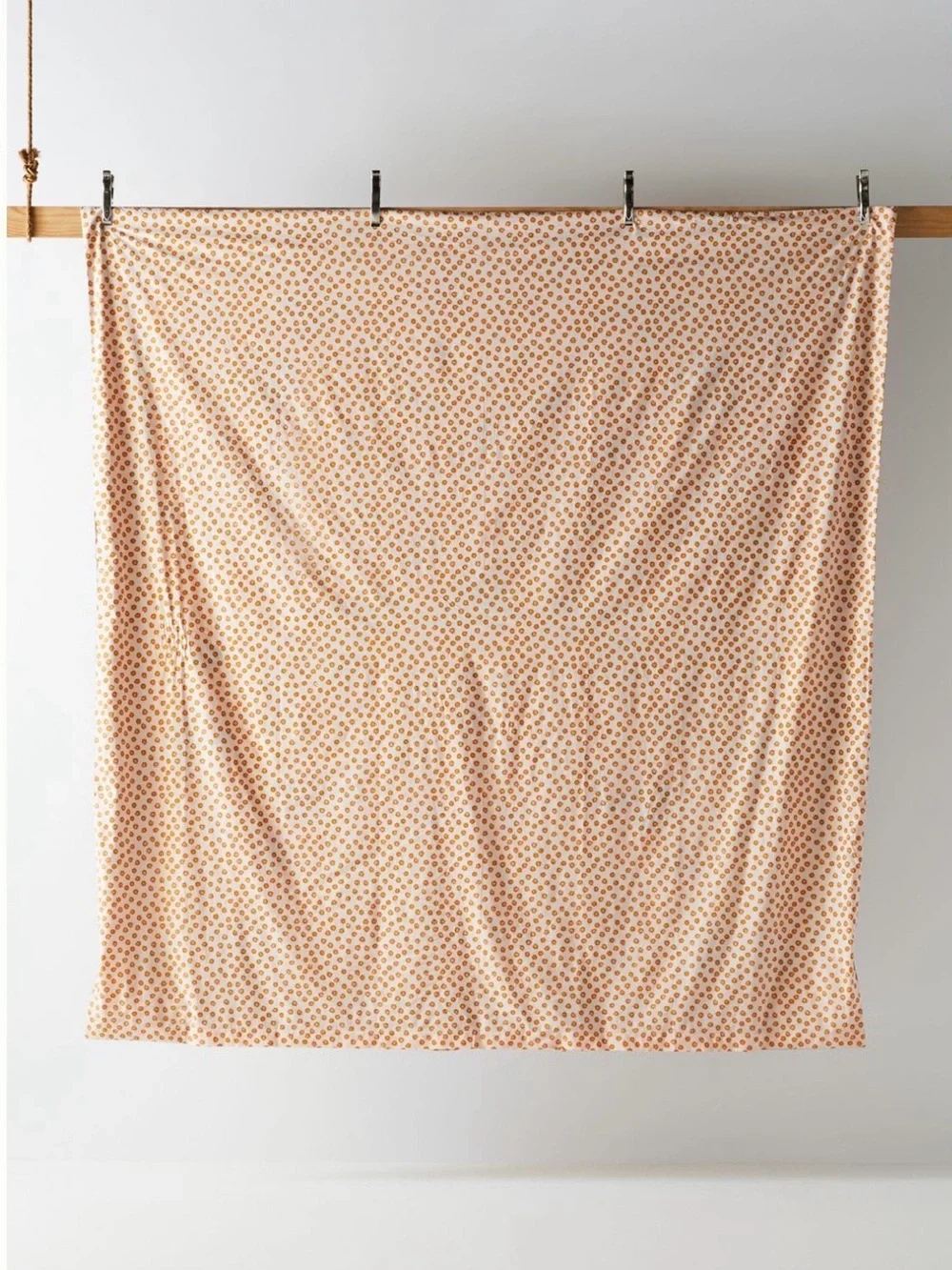 Anthropologie Peach Dot Floral Duvet Cover